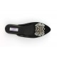 women's slippers VICTORIAN black suede (silver jewel)
